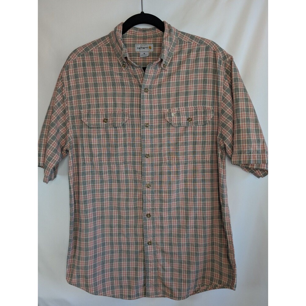 Carhartt Shirt Adult Medium Gray Utility Relaxed Fit Short Sleeve Work Force Men
